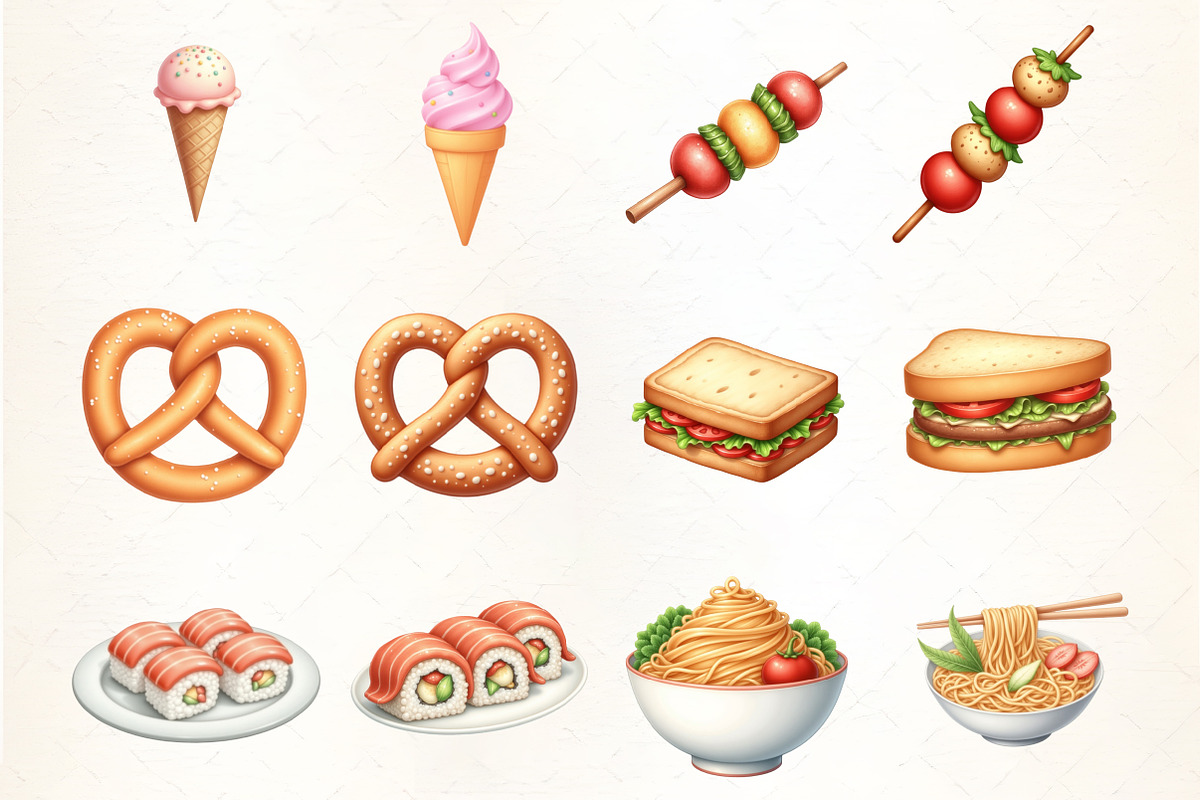 Watercolor Street Food Clipart, an Illustration by CrexoraLab (Photo 1 of 5)