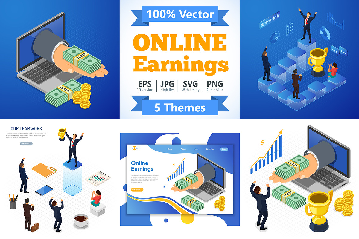 Isometric Internet Online Earnings, a Finance Illustration by TAlex (Photo 1 of 7)