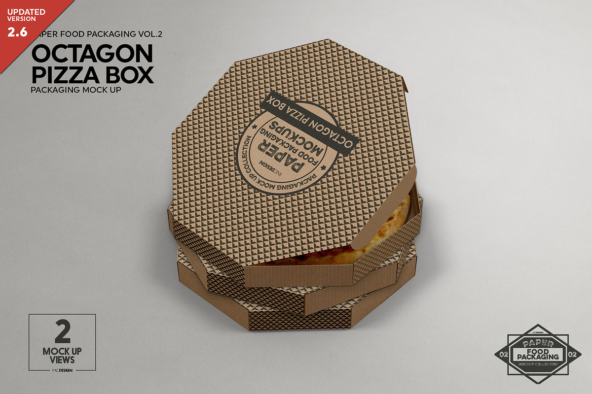 Octagon Pizza Box Packaging Mockup, a Cups & Container Mockup by INCDesign (Photo 1 of 6)
