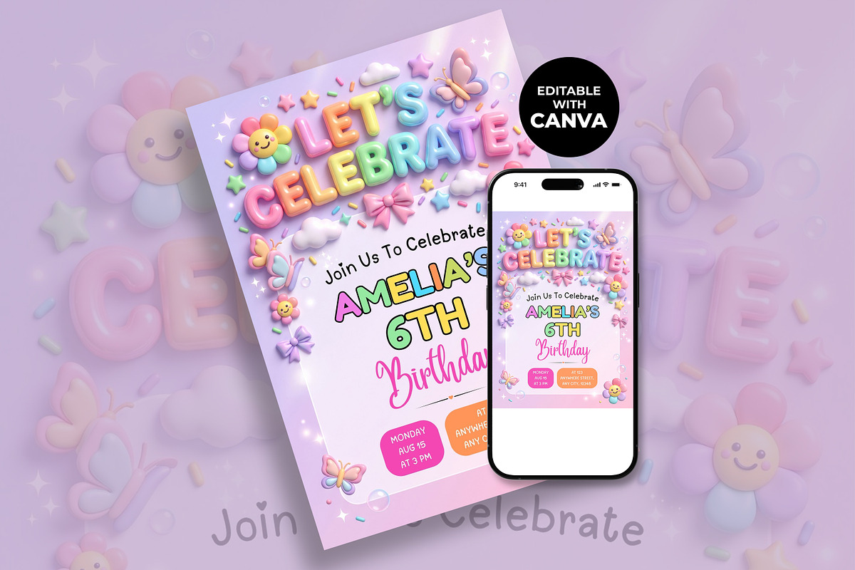 6th Birthday Invitation, an Invitation Template by M9 Design (Photo 2 of 4)