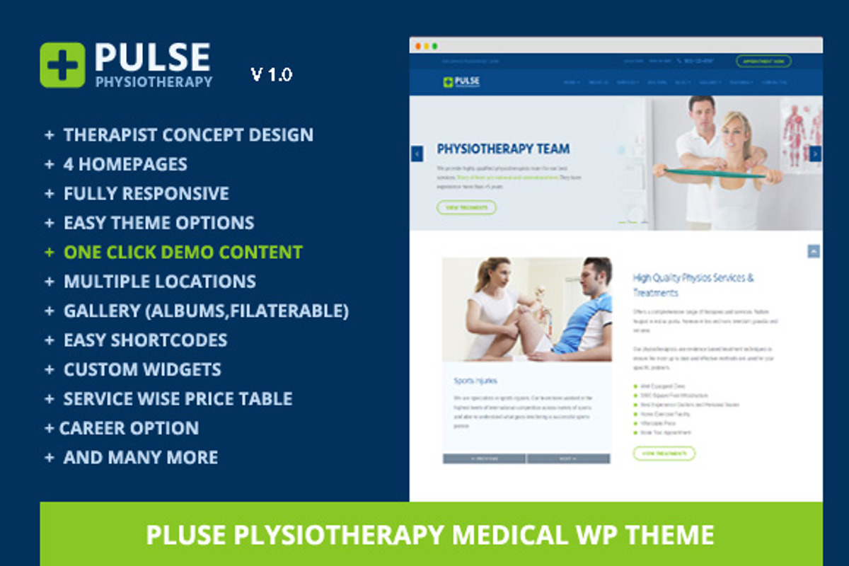 Pulse-Physiotherapy Medical WP Theme, a WordPress Template by TheGenius (Photo 1 of 3)