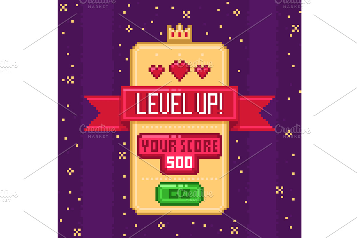 Retro game screen. Pixel ribbon with, a Technology Illustration by YummyBuum