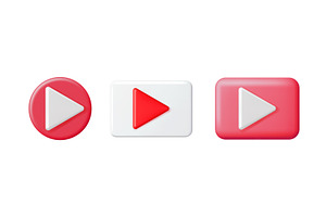 Various shiny 3d play button icons, an Object Illustration by Abscent