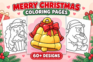 Merry Christmas Coloring Pages #4, a Seasonal Illustration by Inkivelle Studio