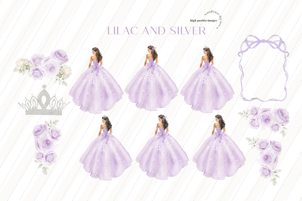 Quinceanera Lilac and Silver Clipart, an Illustration by Sunflower Day Love (Photo 4 of 4)