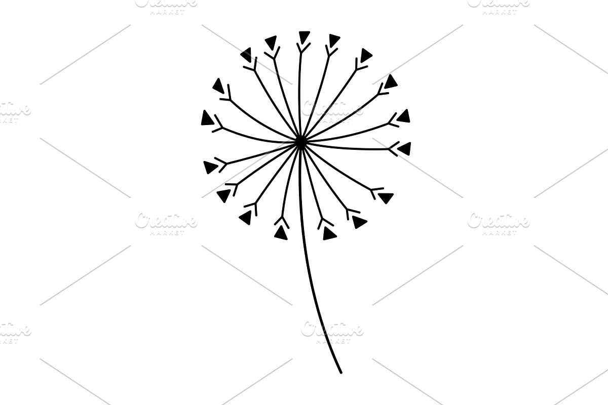 Dandelion flower doodle line, an Object Illustration by Things for designers