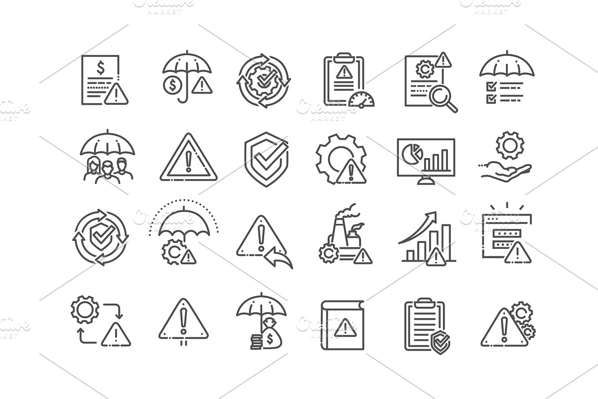Risk Management icon collection set, a Finance Illustration by Tettygreen (Photo 3 of 3)