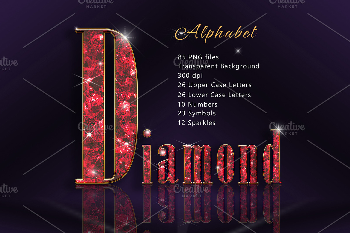 Red Diamond Alphabet: PNG Clipart, an Object Graphic by Watercolor_Vector Graphic (Photo 1 of 17)