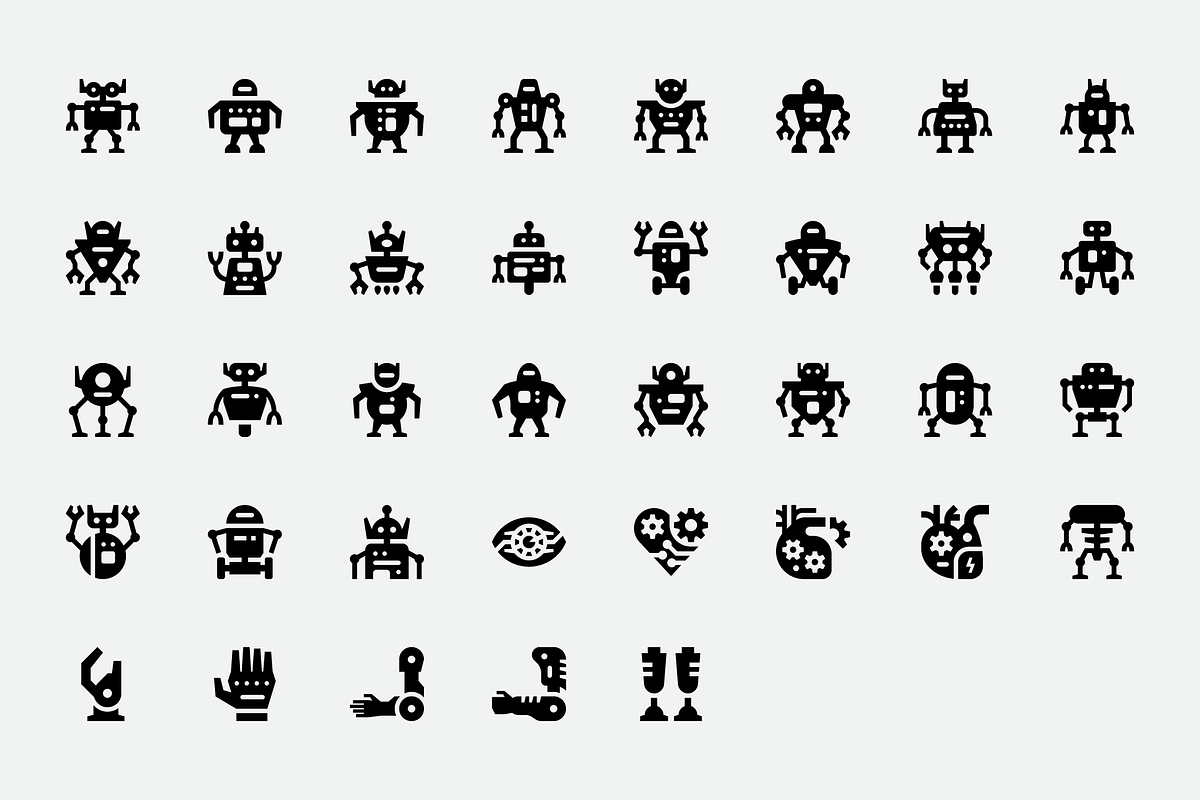 Basicons / Humanoid Robots Icons, an Outline Icon by EDT.Graphics (Photo 6 of 6)