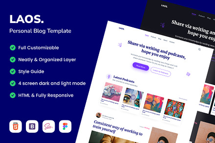 Laos - Premium Personal Blog, a HTML Template by Minialis