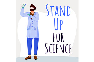 Stand up for science post, a React Template by IMG visuals characters
