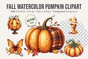 Fall Watercolor Pumpkin Clipart, an Illustration by Artnoy (Thumbnail 1 of 8)