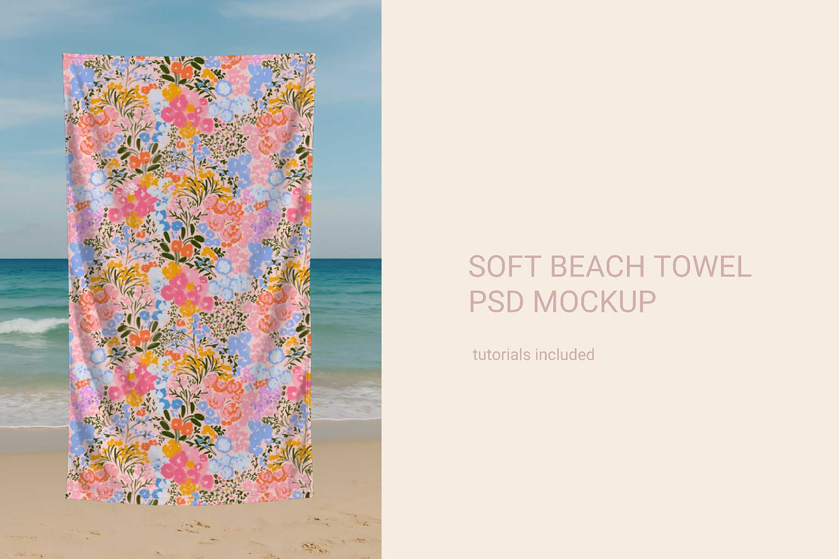 Beach Towel Psd mockup, a Household Mockup by jenartstudio (Photo 3 of 3)