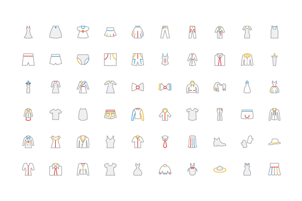 100 Clothes Colored Line Icons, an Outline Icon by Creative Stall (Photo 2 of 2)