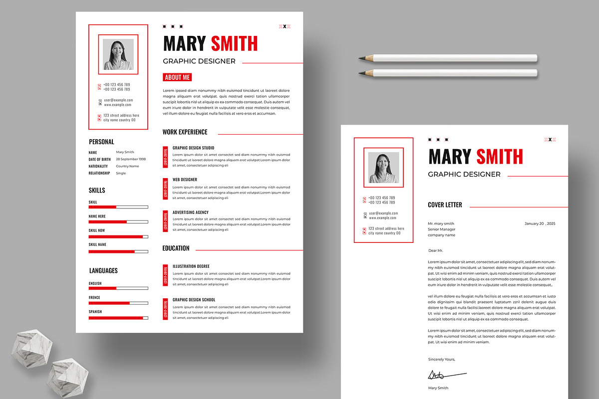 Resume Template, a Stationery Template by MightyDesign (Photo 1 of 8)