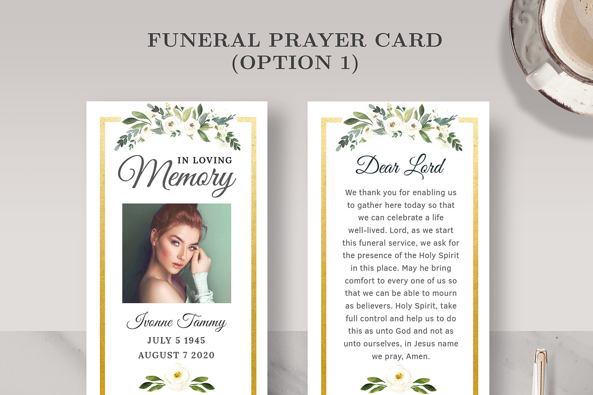 Funeral/ Memorial Prayer Card PC002, a Card Template by Draca Design Co (Photo 3 of 4)
