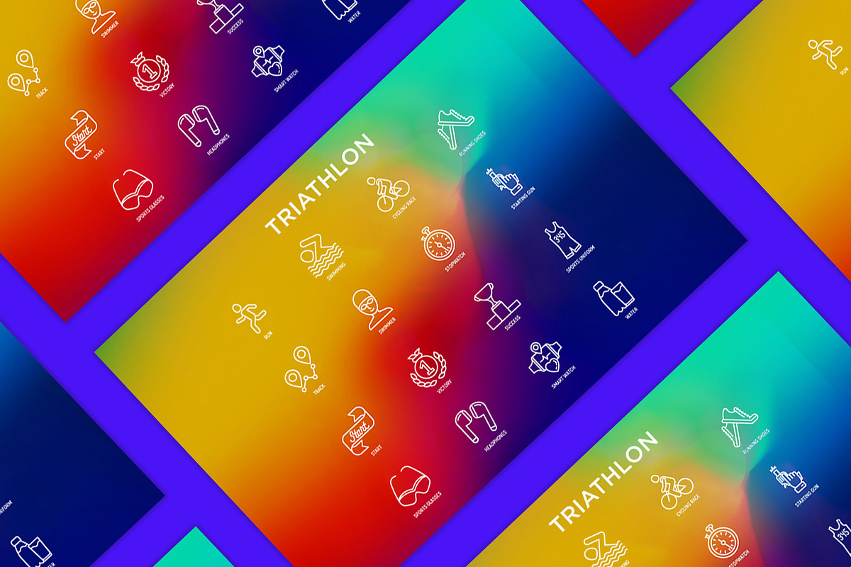 Triathlon | 16 Thin Line Icons Set, an Outline Icon by Alex Blogoodf (Photo 9 of 11)