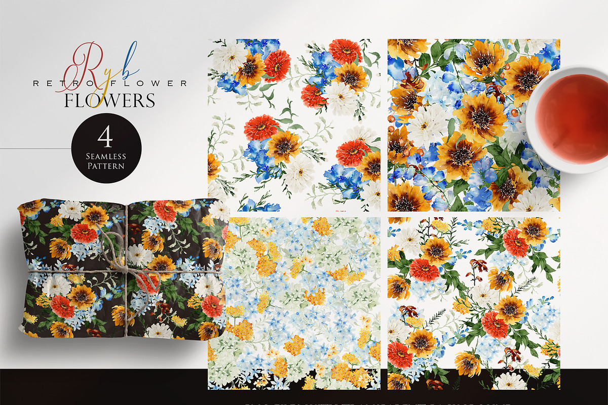 Watercolor flower - Retro flower RYB, an Illustration by Beigetime (Photo 8 of 10)