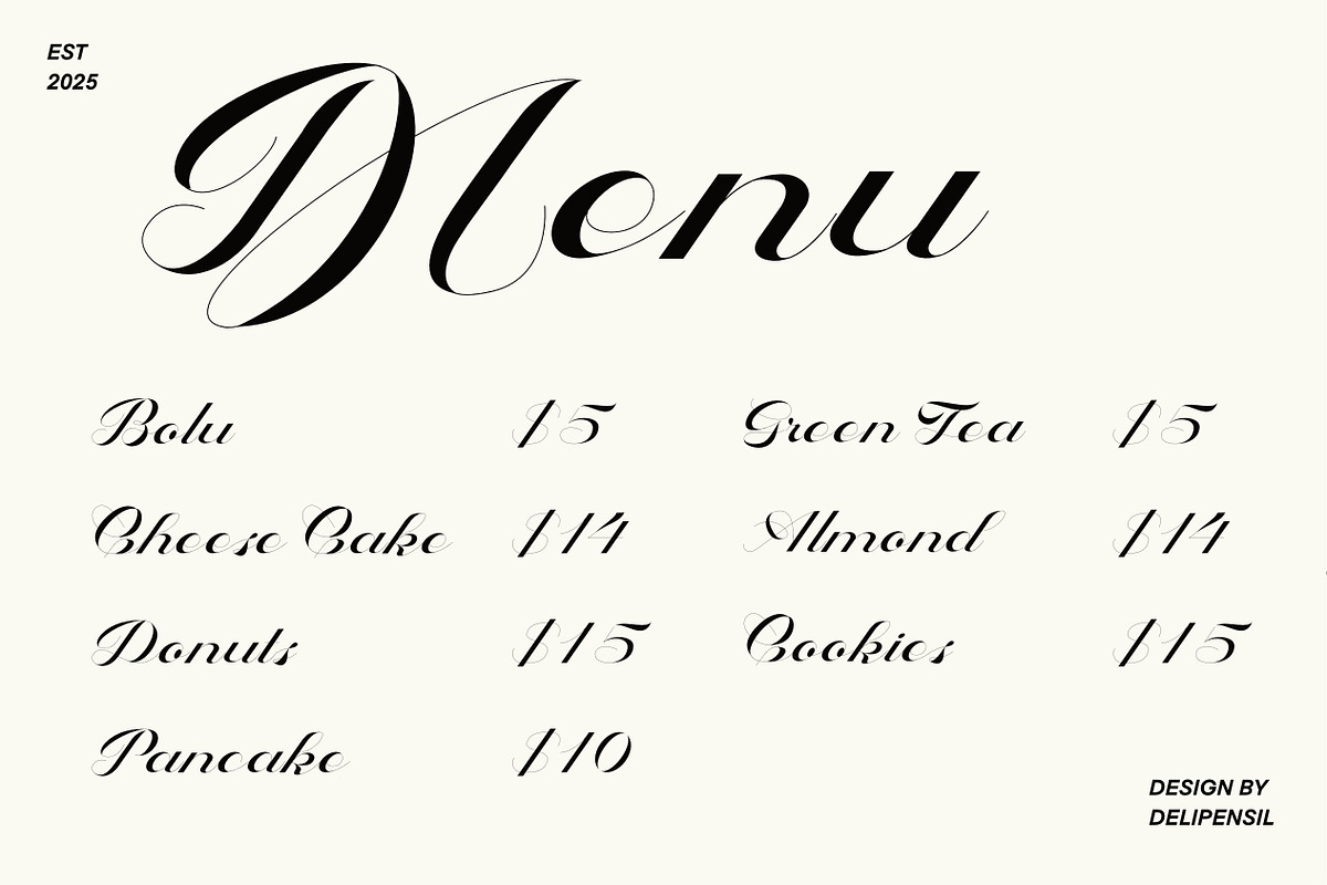 Bake Cake Script Typeface, a Script Font by delipensil (Photo 3 of 9)