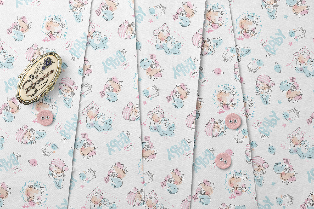 Cute Sleeping Baby Seamless Pattern, a Pattern Graphic by StudioGlouna (Photo 5 of 5)
