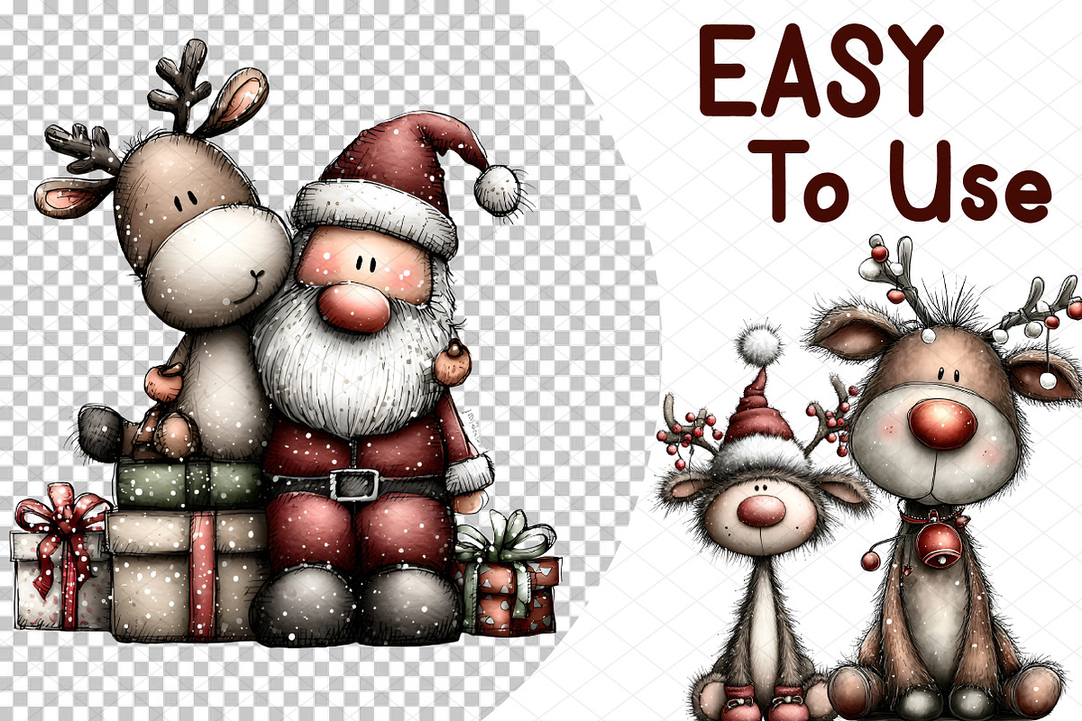 Whimsical Christmas Santa Reindeer, an Illustration by cherrydesign (Photo 4 of 4)