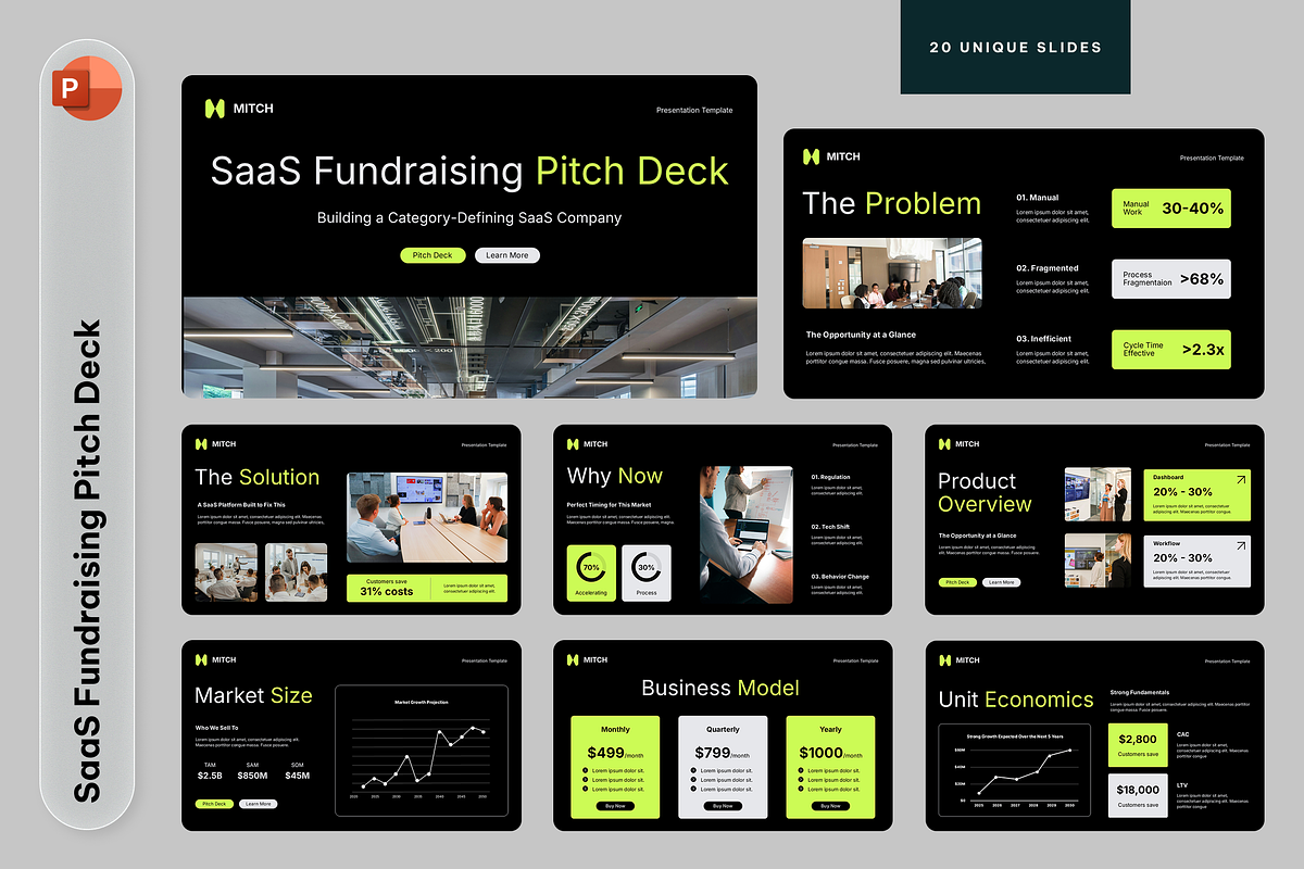 SaaS Fundraising Pitch Deck, a Presentation Template by Sixtemp (Photo 1 of 3)