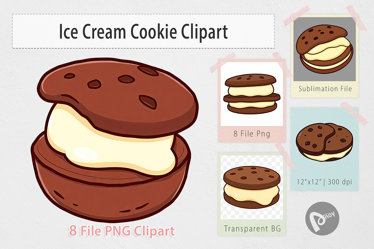 Ice Cream Cookie Clipart, a Graphic by Artnoy (Photo 1 of 5)
