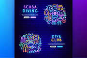 Scuba Diving Neon Vector Icons, an Outline Icon by Anna_leni (Thumbnail 6 of 9)