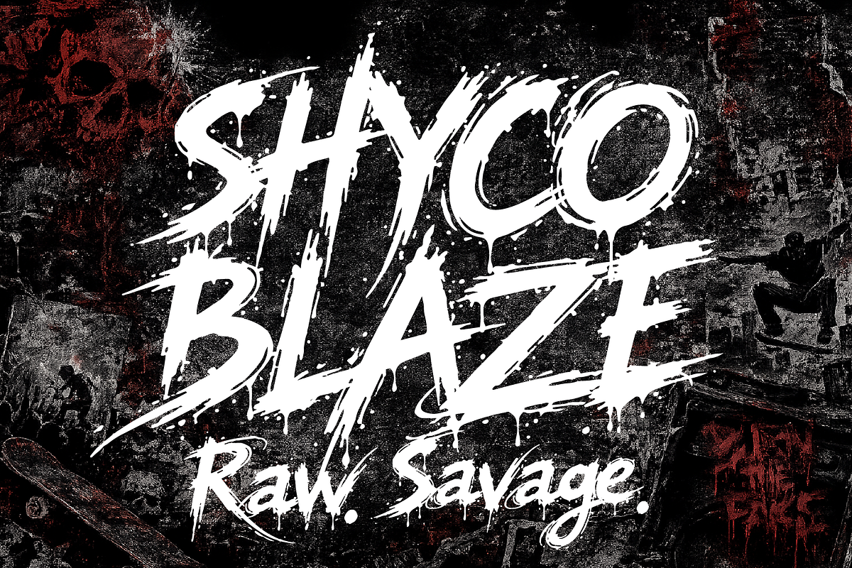 ShycoBlaze – Metal Skate Rock & Punk, a Handwritten Font by HypeWorksCo (Photo 1 of 13)