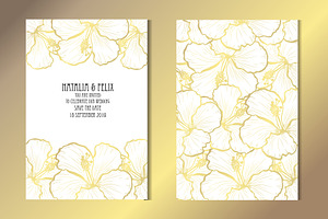 Golden Hibiscus Card Template