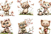 Whimsical Spring Cat Clipart, an Illustration by Designking (Thumbnail 4 of 5)