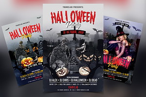 Halloween Event 3 Flyers, a Flyer Template by PixelsDesign