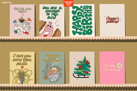 US A2 CARDS ON SHELVES MOCKUPS, a Merchandise Mockup by MCKP*ME