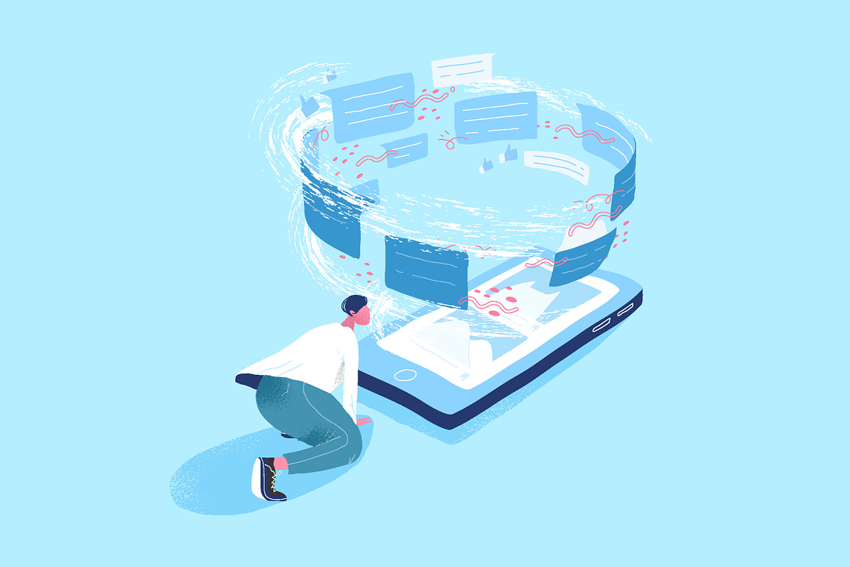 Information flow concept banner, a Technology Illustration by Good Studio (Photo 2 of 3)