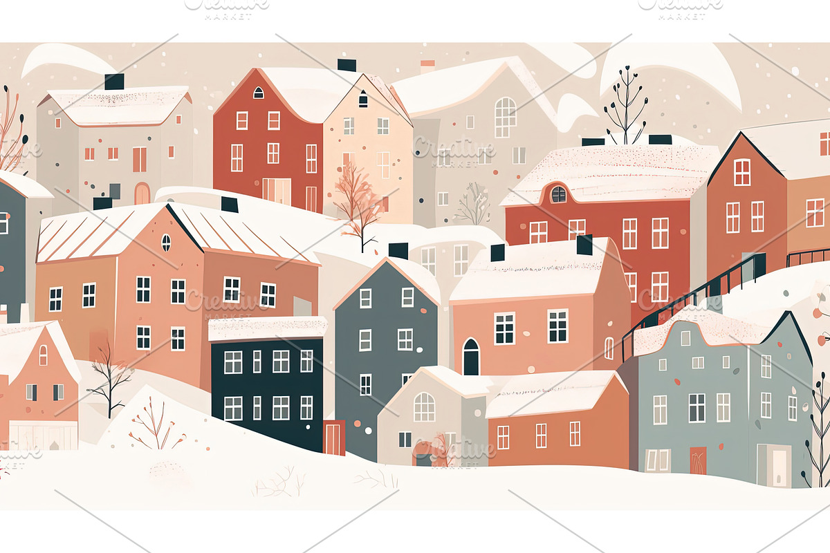 Charming houses are blanketed in, an Illustration by Lermont51