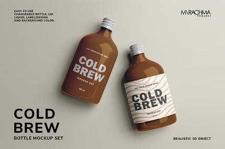 Coldbrew Bottle Mockup Set, a Cups & Container Mockup by Mirachma Project