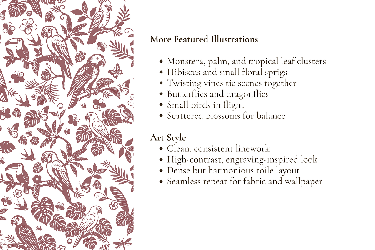 Tropical Parrot Toile de Jouy Print, a Background Graphic by Hughes Studio (Photo 4 of 8)