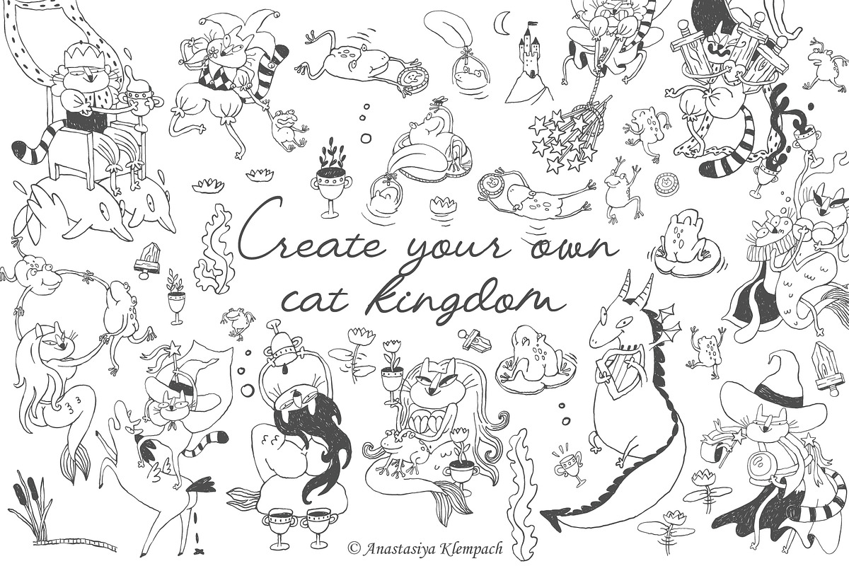 Hand-Drawn Medieval Doodle Cats, an Illustration by Anastasiya Klempach (Photo 6 of 6)