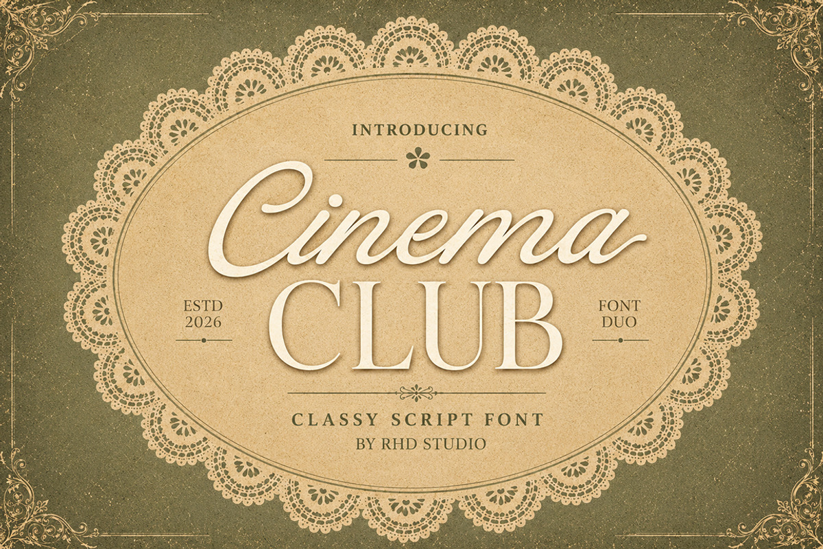 Cinema Club, a Script Font by StudioRhd (Photo 1 of 9)