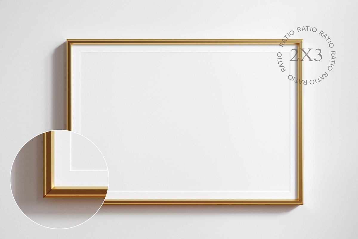 Golden frame mockup close up, an Advertising Mockup by Artjafara (Photo 3 of 5)