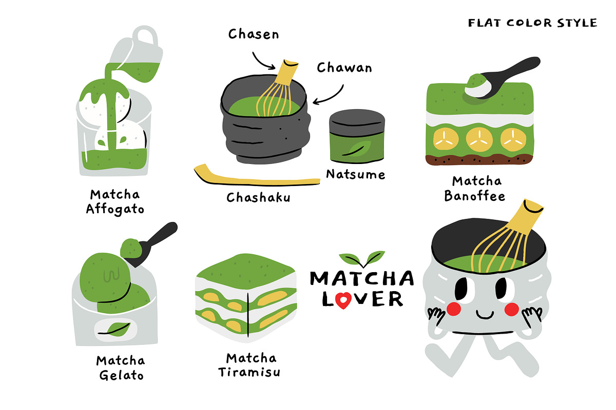 Matcha Lover: 20 Hand-drawn Cliparts, an Illustration by monkik (Photo 2 of 7)