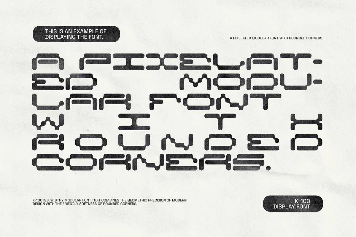 K-100 Font a Pixelated Modular Font, a Sans Serif Font by softulka (Photo 4 of 7)