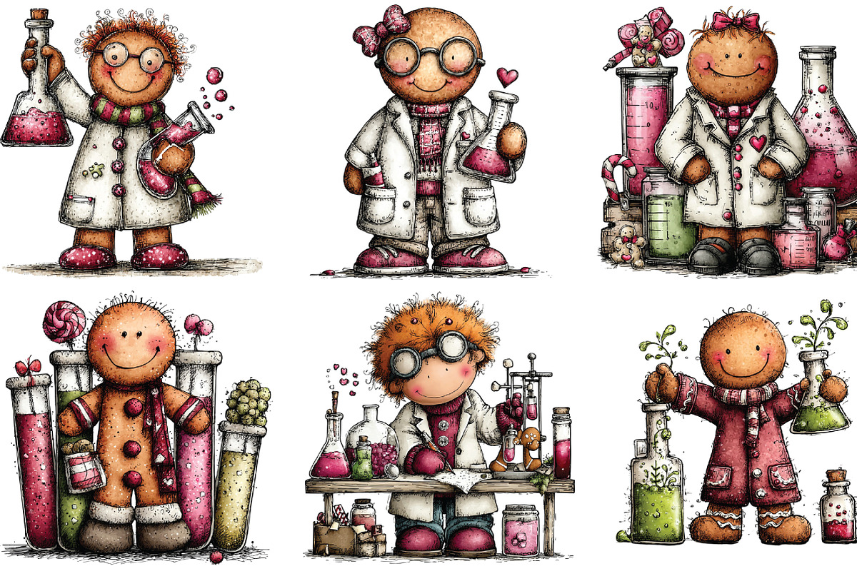 Whimsical Gingerbread Man scientist, an Illustration by CraftArtStudio (Photo 5 of 6)