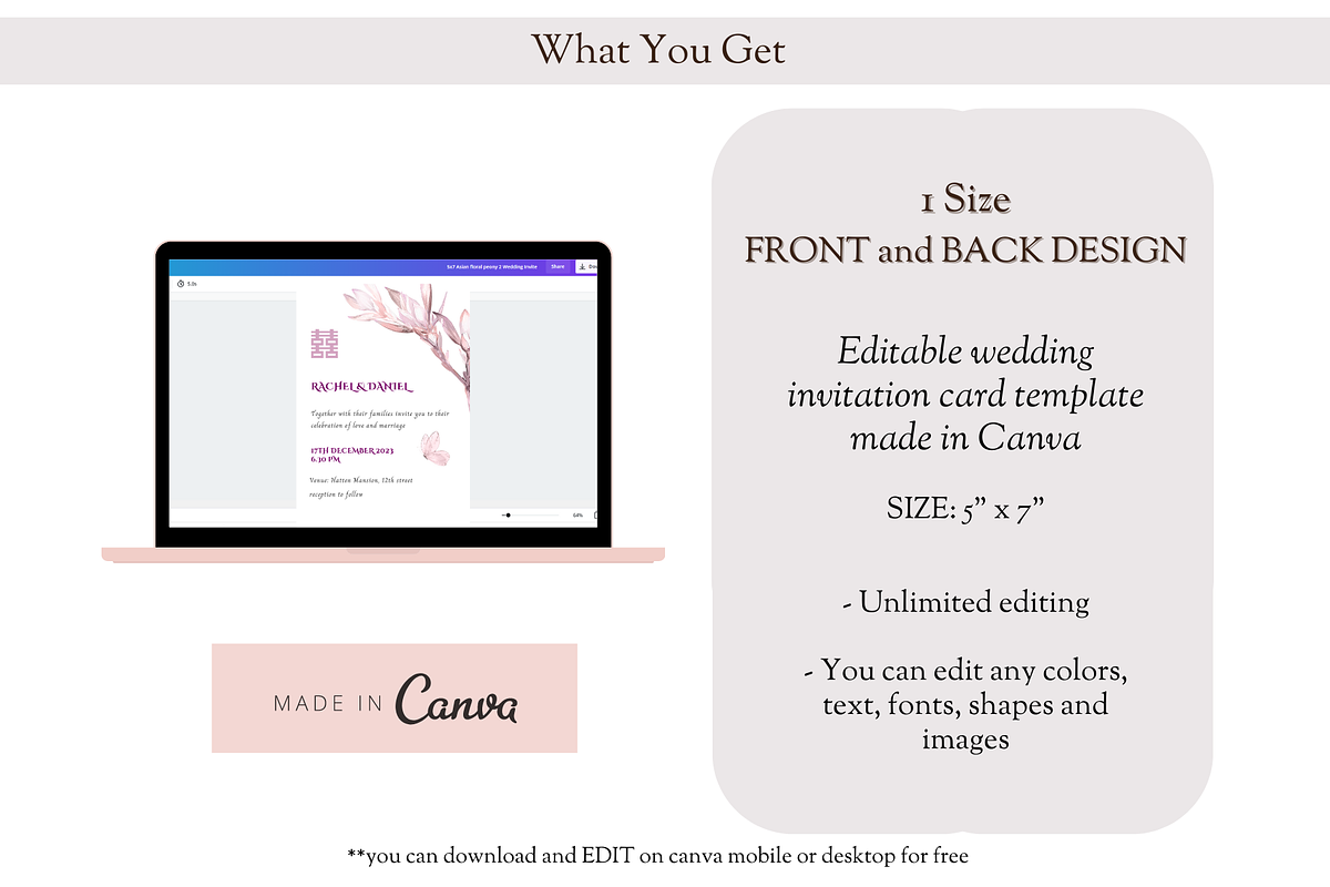 Asian Floral Wedding Invite - B10A, an Invitation Template by YeeqsWedding (Photo 2 of 5)
