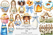 Watercolor Beekeeper Cottage Clipart, a Seasonal Illustration by Design Market (Thumbnail 1 of 5)