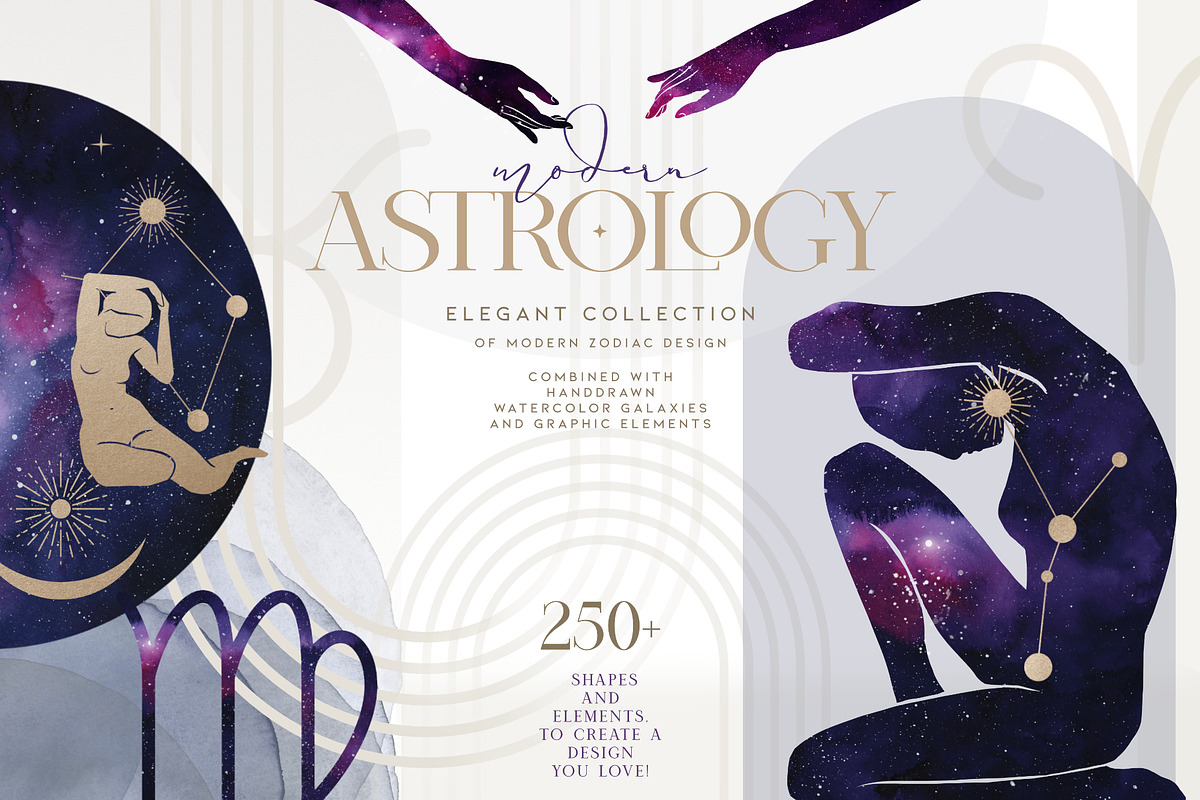 Watercolor Zodiac Galaxy Collection, a Decorative Illustration by beehouse studio (Photo 1 of 13)