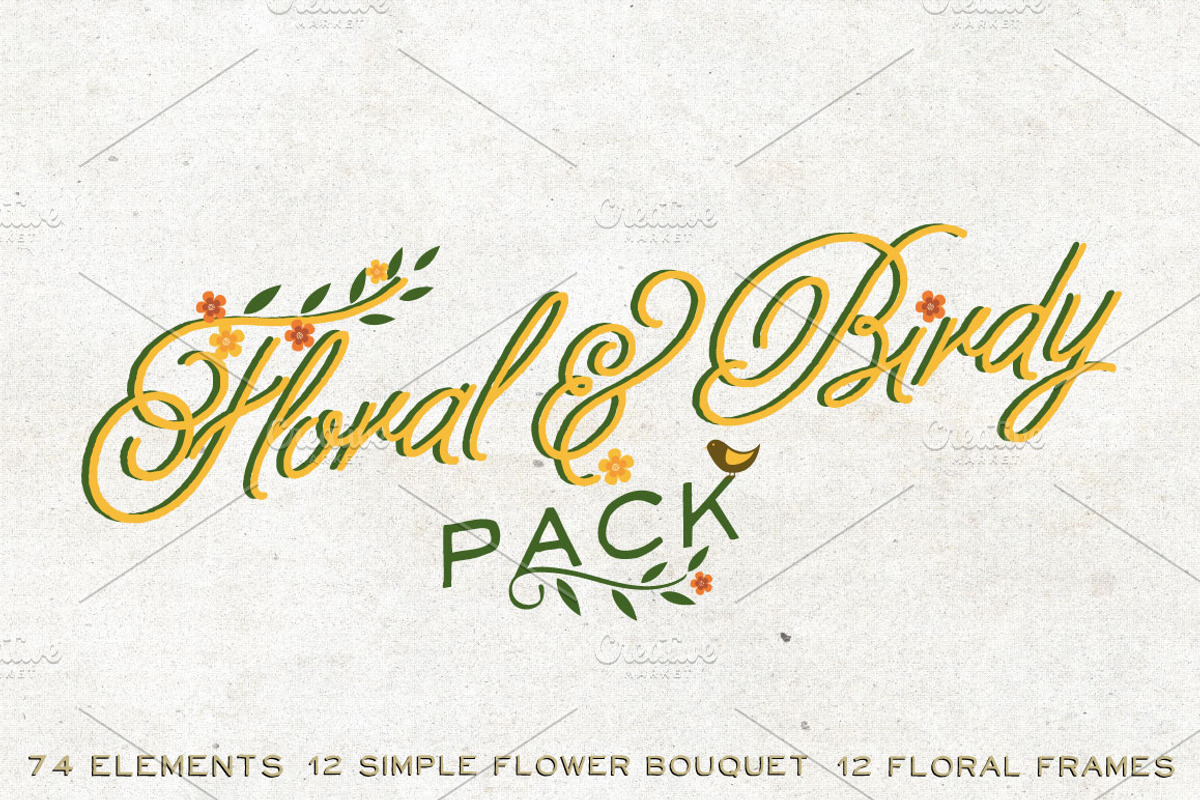 Floral & Birdy Pack, a Decorative Illustration by SasiHouse (Photo 1 of 2)