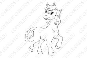 Horse Cartoon Cute Animal Character