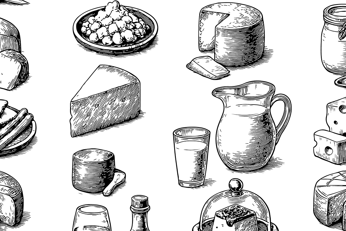 Vintage Cheese & Dairy Set, an Object Graphic by RT Studio (Photo 4 of 4)