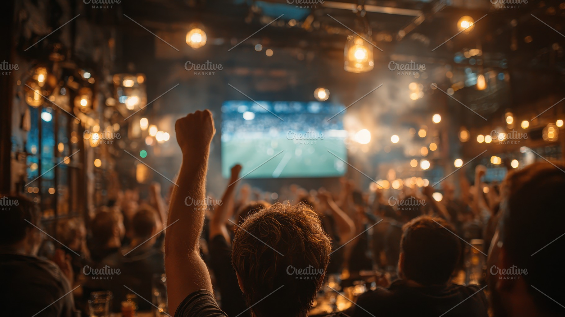 Excited Fans Watch Soccer Game on Bi, a Photo by Pixeness Studio
